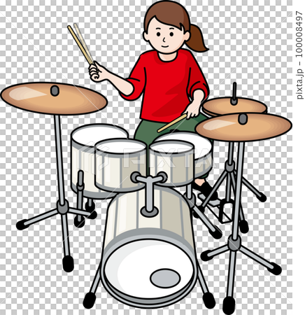 ドラムを叩く女性 100008497