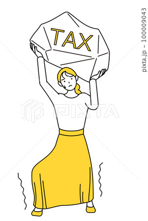 増税に苦しむカジュアルな格好をした若い女性 100009043