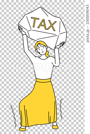 増税に苦しむカジュアルな格好をした若い女性 100009043