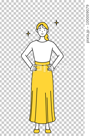 Young woman in casual clothes with her hands on her hips Young woman in casual clothes with her hands on her hips 100009079