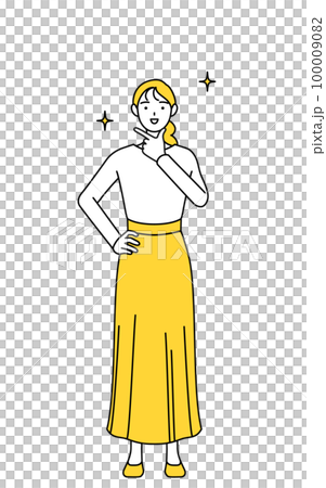 穿著隨意的年輕女子自信地擺姿勢 100009082