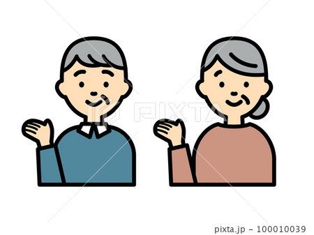 紹介しているシンプルな高齢者のイラスト 100010039