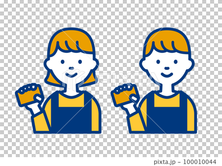 拿著卡片的簡單人物圖標的插圖 100010044