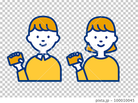 拿著卡片的簡單人物圖標的插圖 100010045