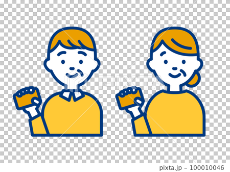 拿著卡片的簡單老人圖解 拿著卡片的簡單老人圖解 100010046