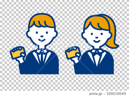 一個簡單的學生拿著卡片的插圖 100010049