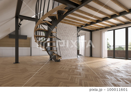 Modern style conceptual interior empty room 3d illustration 100011601