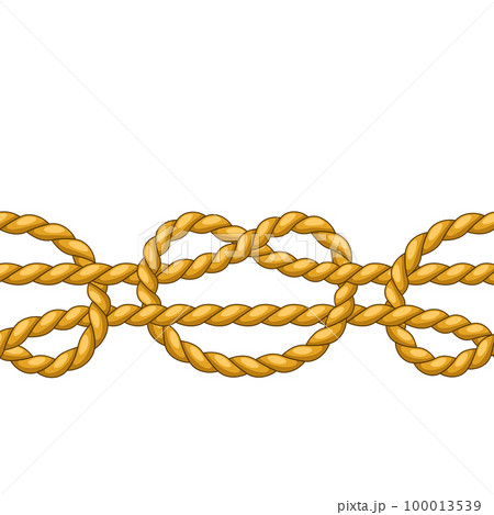 Seamless pattern with jute rope knots. Nautical, fishing and decorative nodes. 100013539
