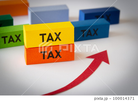 税金　TAX　増税　矢印　上昇　上向き　消費税 100014371