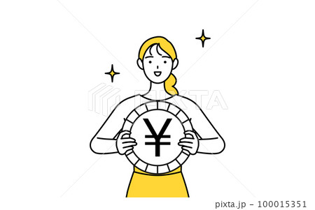 為替差益や円高のイメージ、カジュアルな格好をした若い女性 100015351