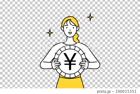 為替差益や円高のイメージ、カジュアルな格好をした若い女性 100015351