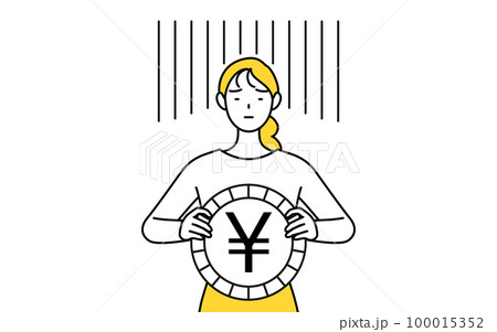 為替差損や円安のイメージ、カジュアルな格好をした若い女性 100015352