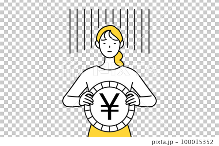 為替差損や円安のイメージ、カジュアルな格好をした若い女性 100015352