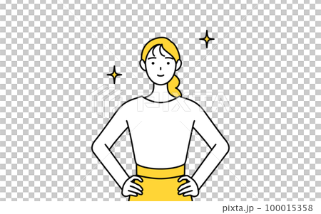 Young woman in casual clothes with her hands on her hips Young woman in casual clothes with her hands on her hips 100015358