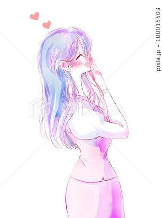 嬉しそうな女性社員　恋 100015503