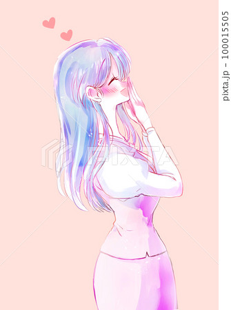 嬉しそうな女性社員　恋 100015505