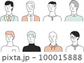 髪型や服装の様々な男性たち【白背景】 100015888
