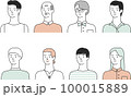 髪型や服装の様々な男性たち【白背景】 100015889