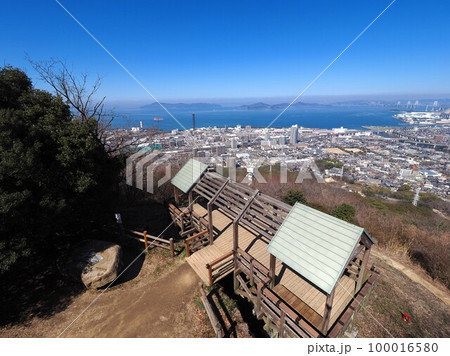 青ノ山山頂展望台からの町並み・風景【香川県綾歌郡宇多津町】16 100016580
