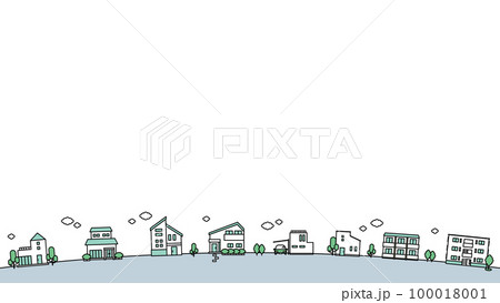 街並み・建物アイコンのイラストセットA 100018001