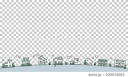 街並み・建物アイコンのイラストセットA 100018001