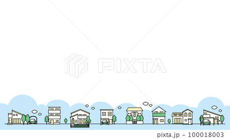 建物アイコンのイラストセットB（夏） 100018003