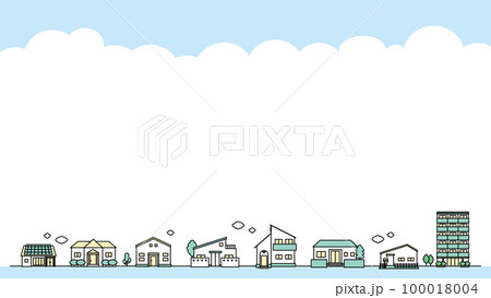 建物アイコンのイラストセットC（夏） 100018004