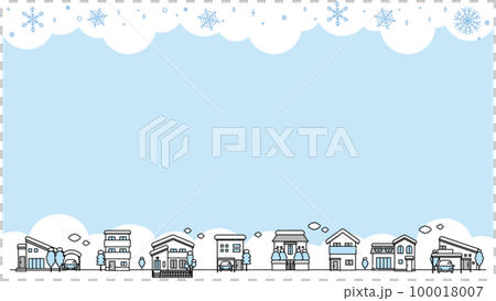 建物アイコンのイラストセットB(冬) 建物アイコンのイラストセットB(冬) 100018007