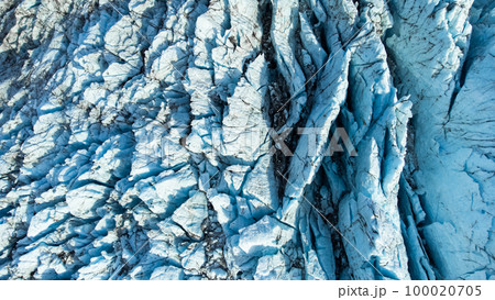 Vatnajokull Glacier in Iceland, Pure Blue Ice at Winter Season, Aerial View. Vatnajokull Glacier in Iceland, Pure Blue Ice at Winter Season, Aerial View. 100020705