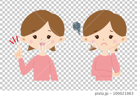 女性 2ポーズ ひらめきと悩み 女性 2ポーズ ひらめきと悩み 100021863