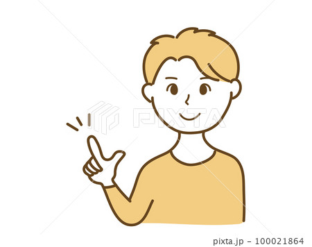 ここがポイント!ひらめき思いつき_指差し男性 ここがポイント!ひらめき思いつき_指差し男性 100021864