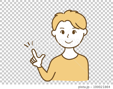 ここがポイント!ひらめき思いつき_指差し男性 ここがポイント!ひらめき思いつき_指差し男性 100021864