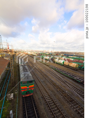 Freight train with color cargo Freight train with color cargo 100022198