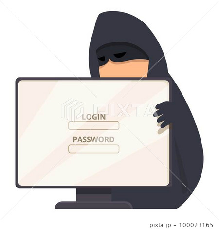 Hacker scam icon cartoon vector. Cyber attack. Steal data Hacker scam icon cartoon vector. Cyber attack. Steal data 100023165