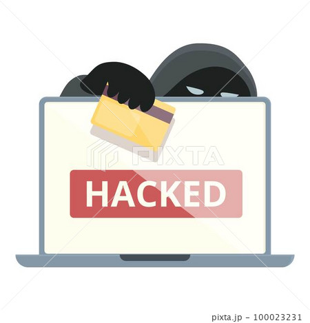 Hacked credit card icon cartoon vector. Internet data. Online scam Hacked credit card icon cartoon vector. Internet data. Online scam 100023231