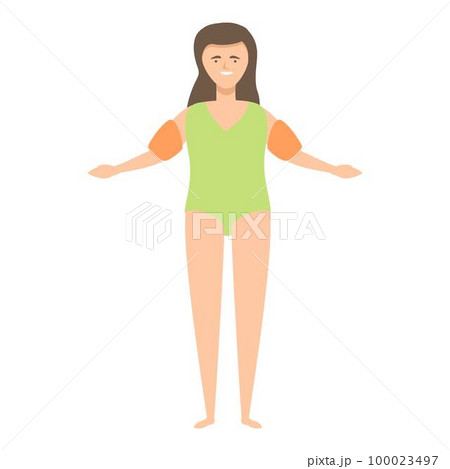 Girl ready for swim icon cartoon vector. Summer pool. Sea vacation Girl ready for swim icon cartoon vector. Summer pool. Sea vacation 100023497