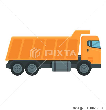Orange tipper icon cartoon vector. Truck unload. Vehicle tip 100023504