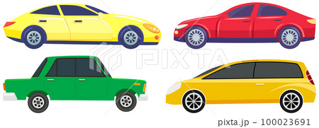 Cars of different types without drivers. Set of modes of transport and shapes vector illustration Cars of different types without drivers. Set of modes of transport and shapes vector illustration 100023691