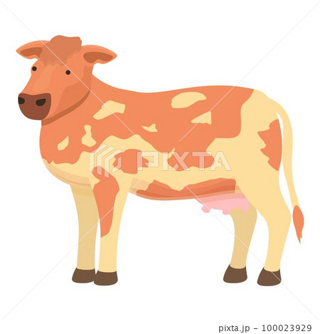 Walk cow icon cartoon vector. Farm animal. Eat grass 100023929