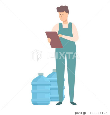 Carry water icon cartoon vector. Service delivery. Worker job Carry water icon cartoon vector. Service delivery. Worker job 100024192
