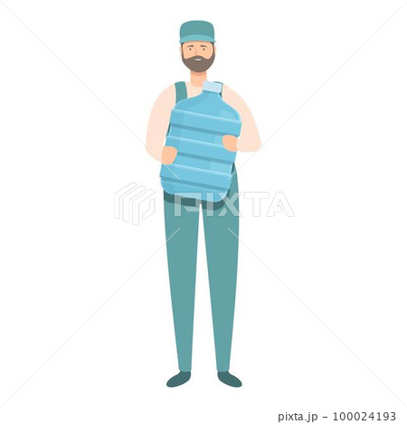 Service man icon cartoon vector. Water delivery. Car home Service man icon cartoon vector. Water delivery. Car home 100024193
