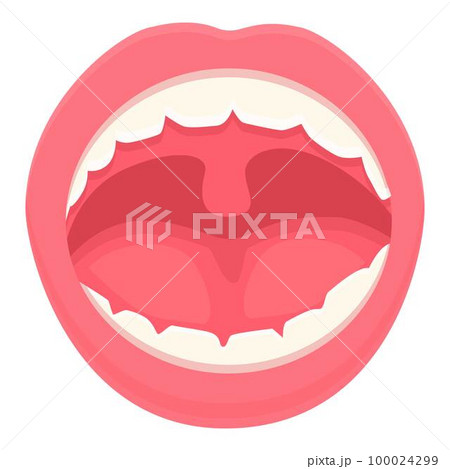 Mouth disease icon cartoon vector. Cough uvula. Treatment pain Mouth disease icon cartoon vector. Cough uvula. Treatment pain 100024299