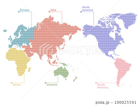 世界全図_大西洋中心MIller図法_行政区分図】の画像素材