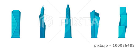 Blue Glass Skyscraperd as High-rise Tower Office Building Vector Set Blue Glass Skyscraperd as High-rise Tower Office Building Vector Set 100026485