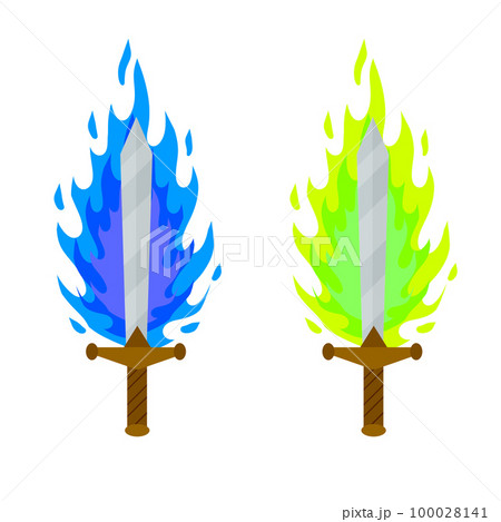 Fiery sword. Magic weapon of a knight Fiery sword. Magic weapon of a knight 100028141