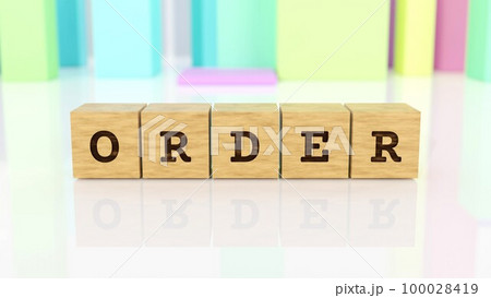 ORDERの文字が印字された木製ブロック ORDERの文字が印字された木製ブロック 100028419