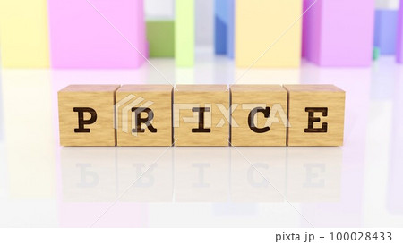 PRICEの文字が印字された木製ブロック 100028433
