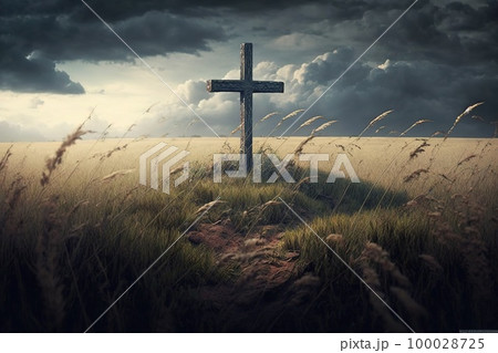 Cross in field. Generative Ai image Cross in field. Generative Ai image 100028725