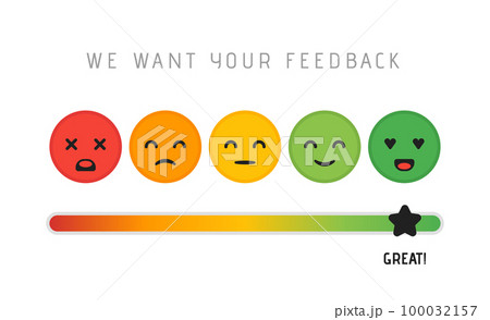 Customer satisfaction concept design. We want your feedback rating review scale star concept. Vector illustration 100032157