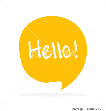 Cute vector speech bubble icon with hello greeting Cute vector speech bubble icon with hello greeting 100032178